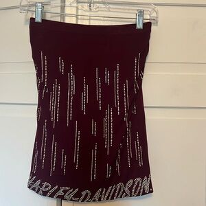 Harley Davison Burgundy tube top with bling.